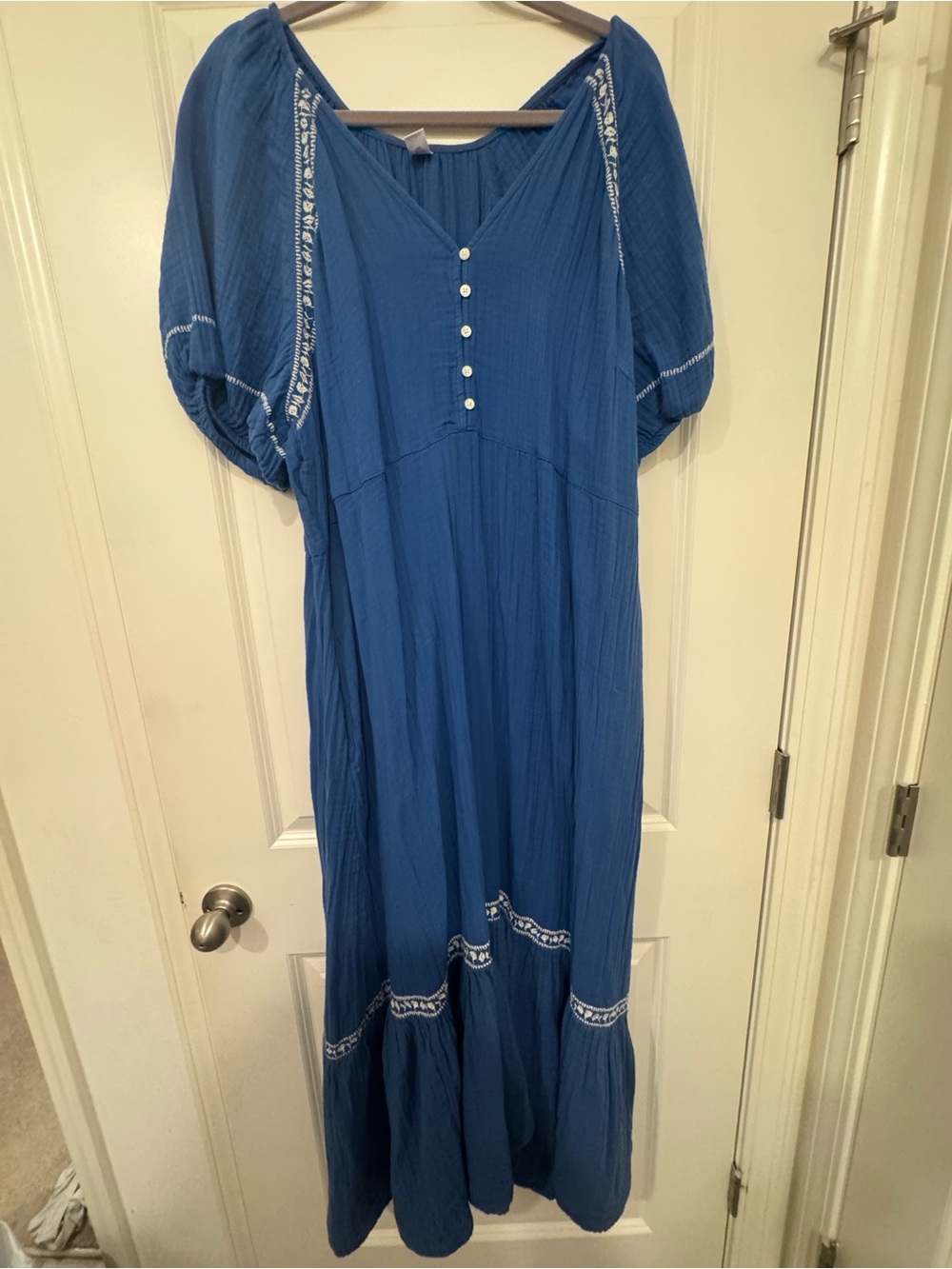 Old Navy Blue Boho Button-Front Maxi Dress